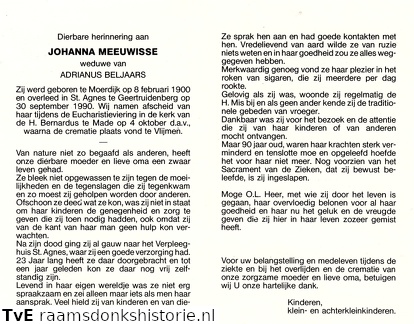 Johanna Meeuwisse Adrianus Beljaars