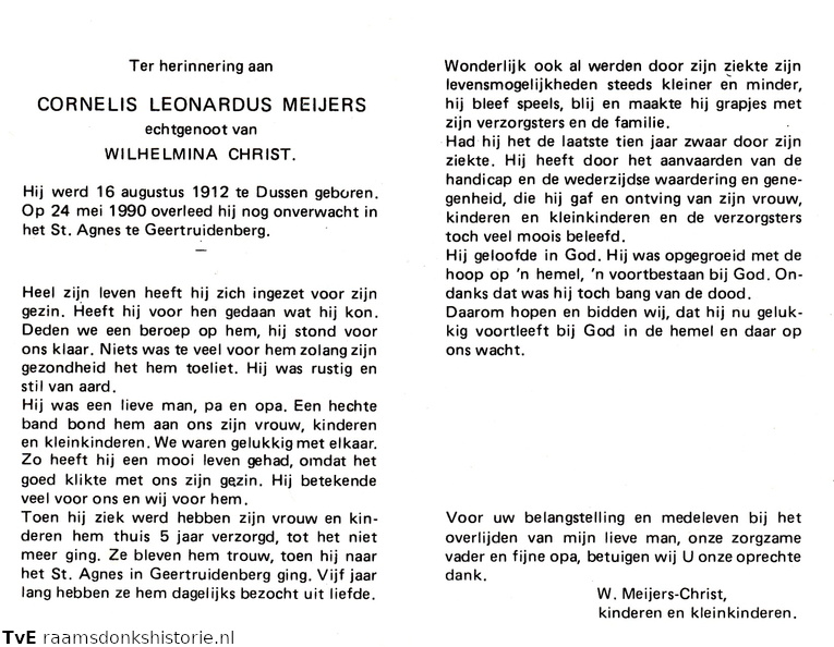 Cornelis Leonardus Meijers Wilhelmina Christ