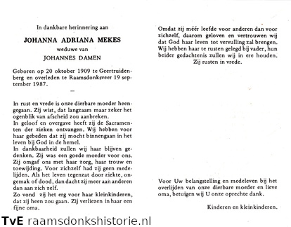 Johanna Adriana Mekes Johannes Damen