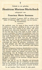 Hendricus Marinus Merkelbach Francisca Maria Raessens
