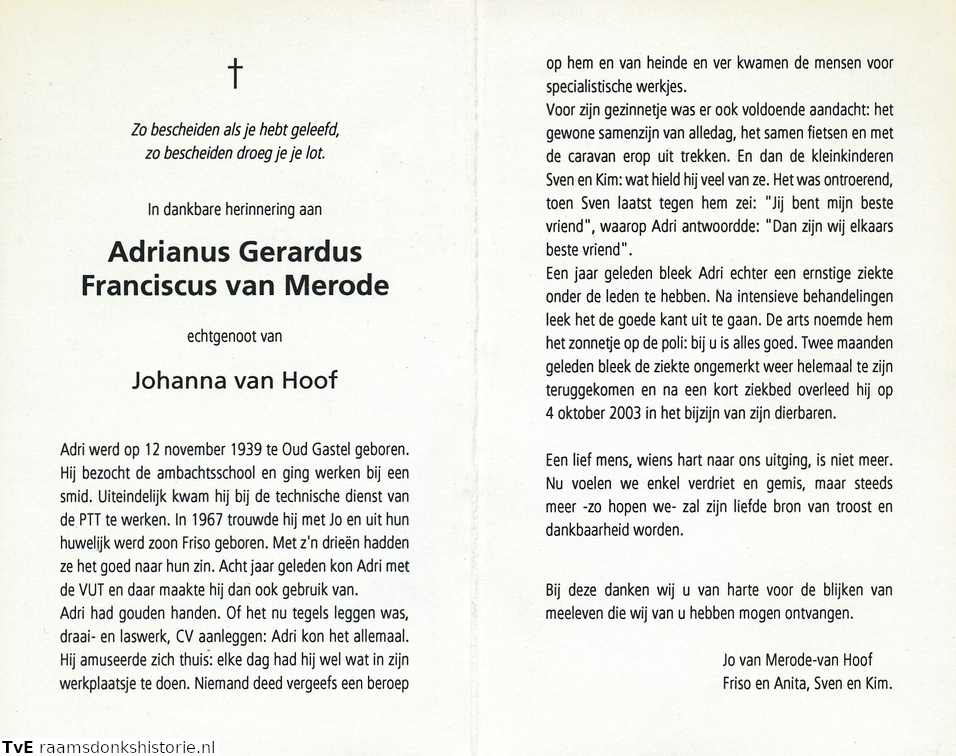 Adrianus Gerardus Franciscus van Merode  Johanna van Hoof