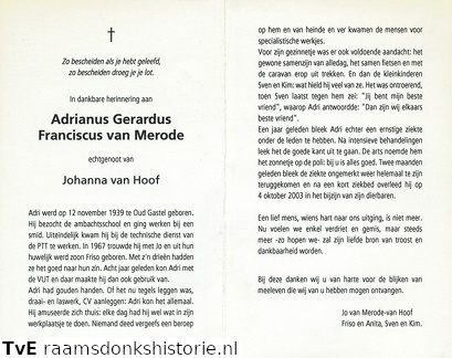 Adrianus Gerardus Franciscus van Merode  Johanna van Hoof