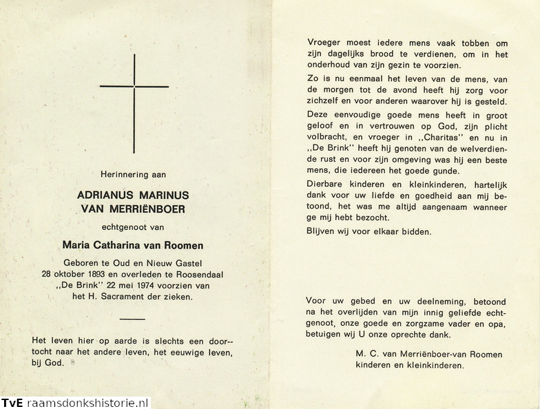 Adrianus Marinus van Merrienboer Maria Catharina van Roomen