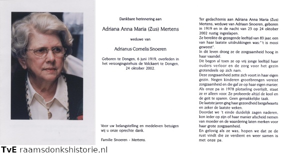 Adriana Anna Maria Mertens Adrianus Cornelis Snoeren