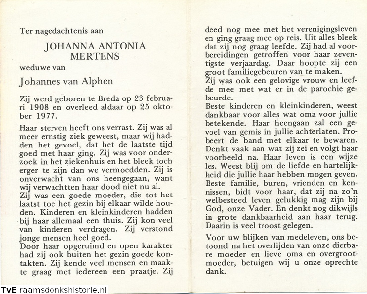 Johanna Antonia Mertens Johannes van Alphen
