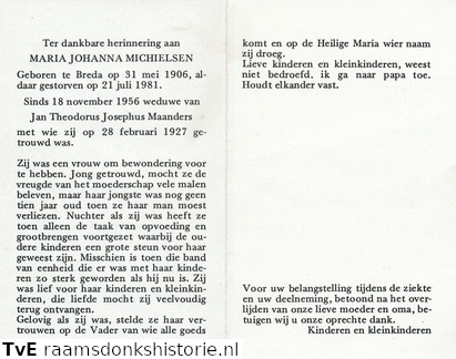 Maria Johanna Michielsen Jan Theodorus Josephus Maanders