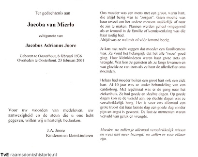 Jacoba van Mierlo Jacobus Adrianus Joore