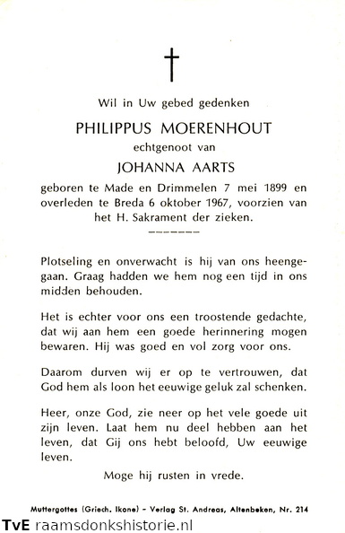 Philippus Moerenhout Johanna Aarts
