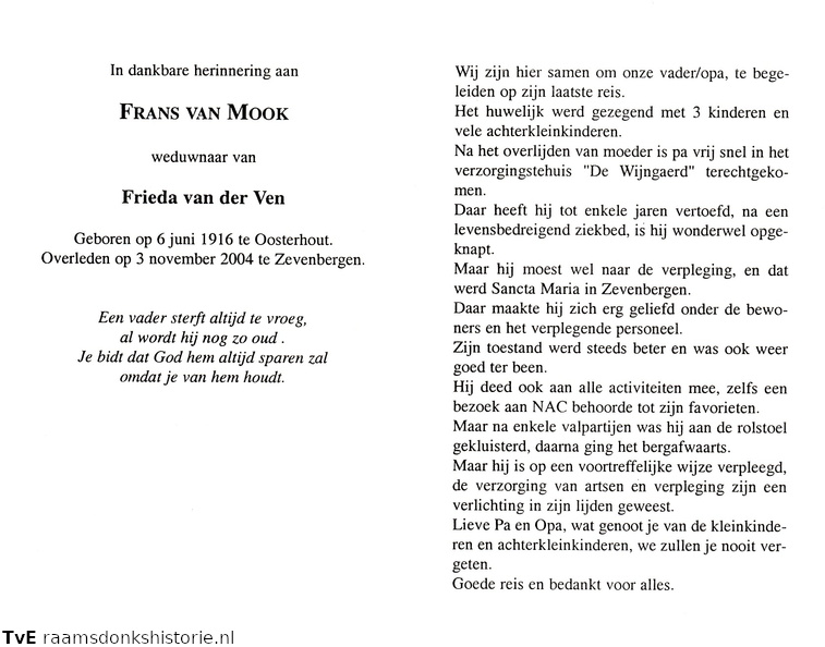 Frans van Mook Frieda van der Ven