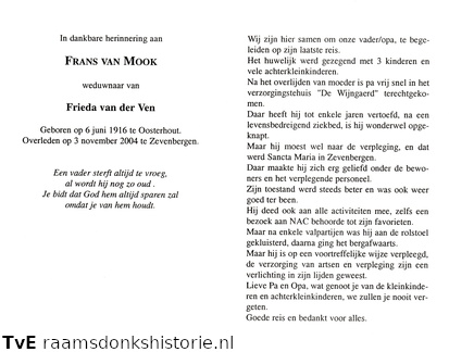 Frans van Mook Frieda van der Ven