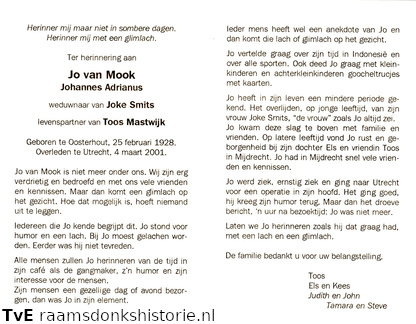 Johannes Adrianus van Mook Toos Mastwijk(vr) Joke Smits