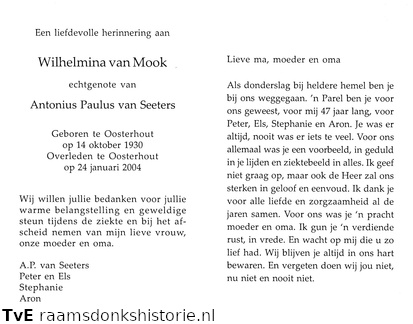 Wilhelmina van Mook Antonius Paulus van Seeters