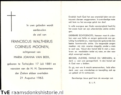 Franciscus Waltherus Cornelis Moonen Maria Joanna van Beek