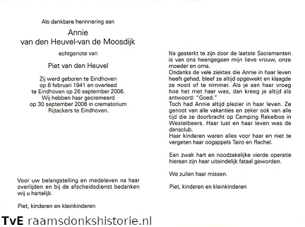 Annie van de Moosdijk Piet van den Heuvel