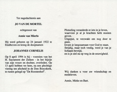 Johannes Cornelis van de Mortel Annie van Mierlo