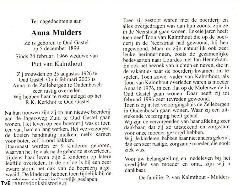 Anna Mulders Piet van Kalmthout