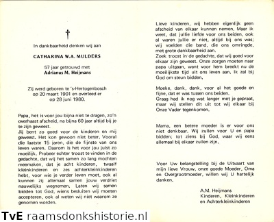 Catharina W A Mulders Adrianus M Heijmans