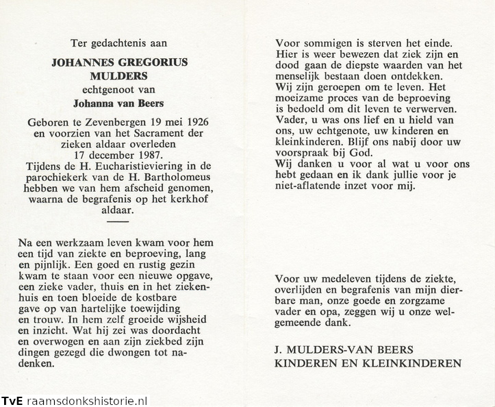 Johannes Gregorius Mulders Johanna van Beers