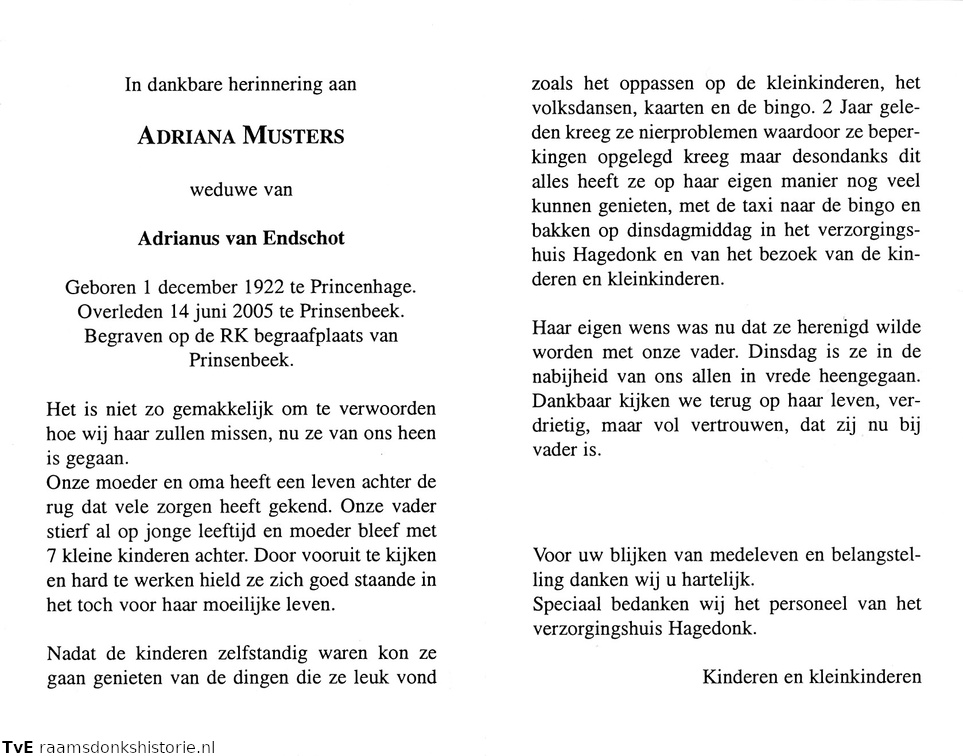 Adriana Musters Adrianus van Endschot