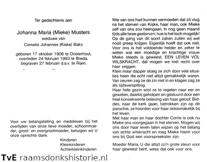 Johanna Maria Musters Cornelis Johannes Bakx
