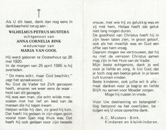 Wilhelmus Petrus Musters Anna Cornelia Bink-Maria van Gool