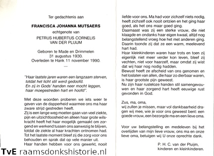 Francisca Johanna Mutsaers Petrus Hubertus Cornelis van der Pluijm