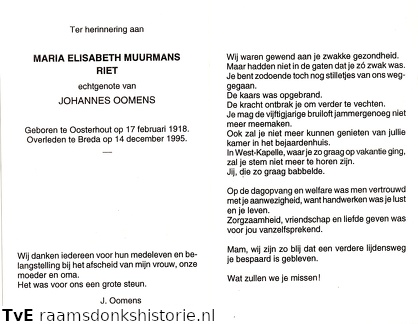 Maria Elisabeth Muurmans Johannes Oomens