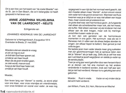 Neijts Annie Josephina Wilhelmina- Johannes Hendrikus van de Laarschot