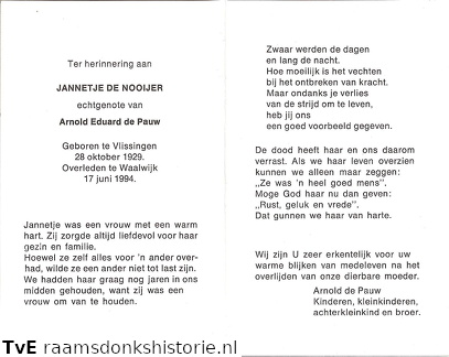 Nooijer de Jannetje - Arnold Eduard de Pauw
