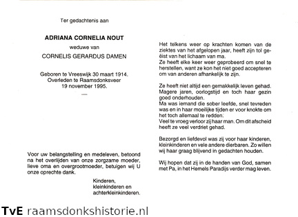 Nout Adriana Cornelia- Cornelis Gerardus Damen