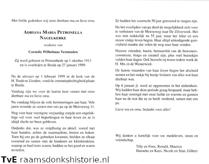 Adriana Maria Petronella Nagelkerke- Cornelis Wilhelmus Vermeulen