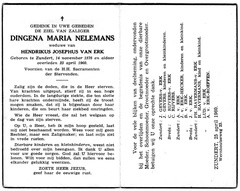 Dingena Maria Nelemans- Hendrikus Josephus van Erk