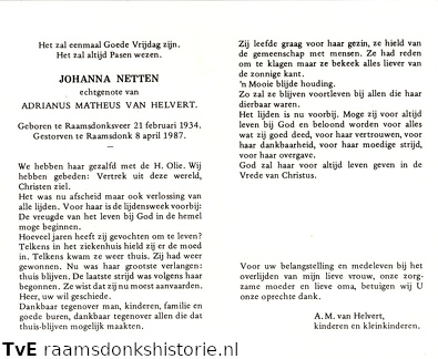 Johanna Netten- Adrianus Matheus van Helvert