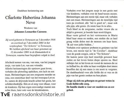 Charlotte Hubertina Johanna Neve- Johannes Leonardus Caessens