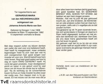 Gerardus Maria van den Nieuwenhuijzen- Johanna Antonia Maria van Son