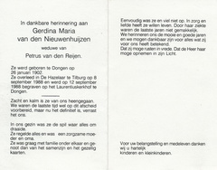 Gerdina Maria van den Nieuwenhuijzen- Petrus van den Reijen