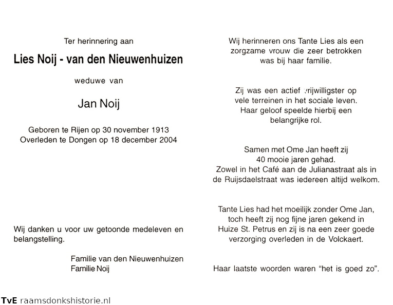 Lies van den Nieuwenhuizen- Jan Noij