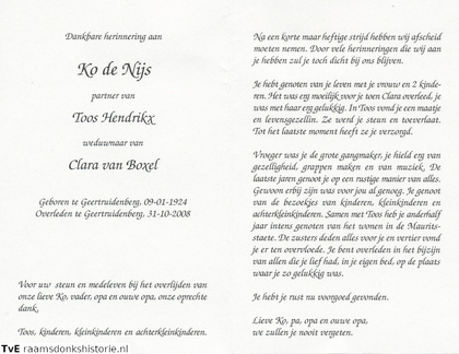 Ko de Nijs Toos Hendrikx  Clara van Boxel