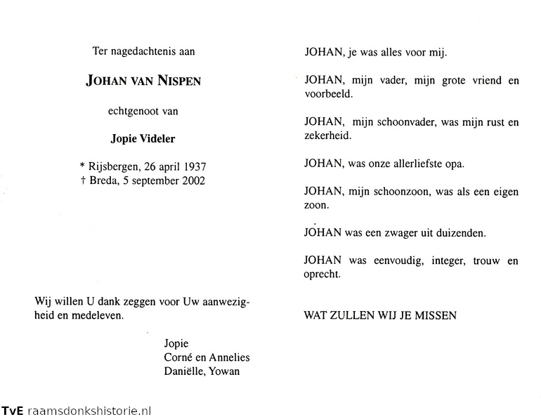 Johan van Nispen- Jopie Videler