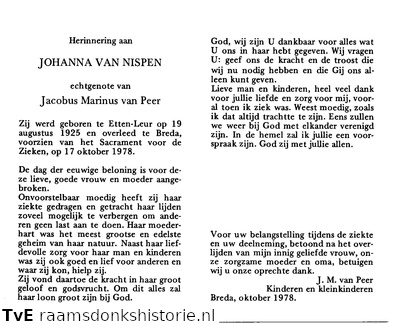 Johanna van Nispen Jacobus Marinus van Peer