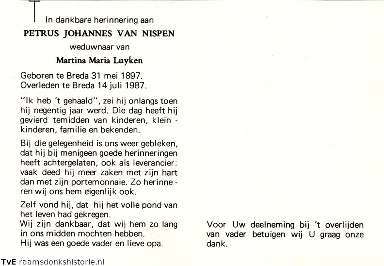 Petrus Johannes van Nispen- Martina Maria Luyken