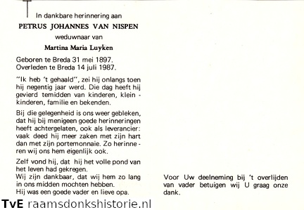 Petrus Johannes van Nispen- Martina Maria Luyken