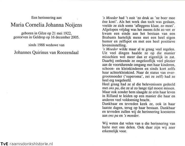 Maria Cornelia Johanna Noijens Johannes Quirinius van Roozendaal