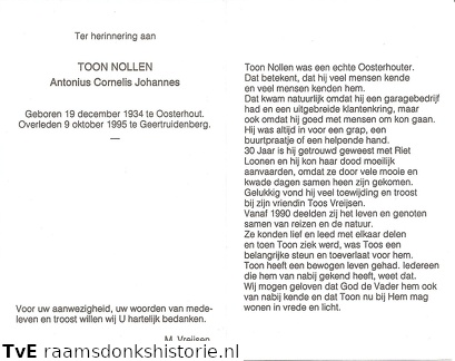 Antonius Cornelis Johannnes Nollen (vr) Toos Vreijsen- Riet Loonen