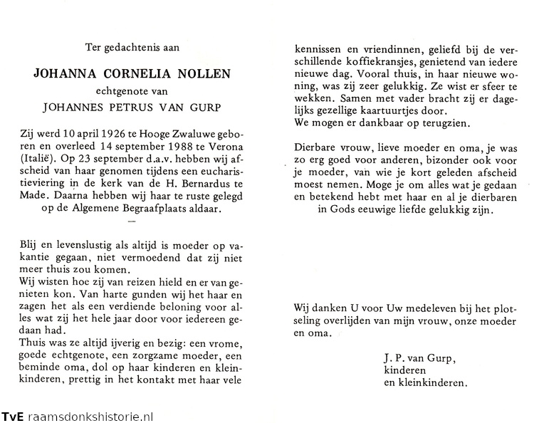 Johanna Cornelia Nollen- Johannes Petrus van Gurp