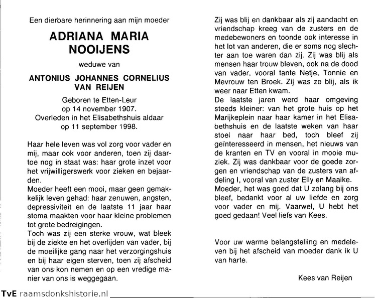 Adriana Maria Nooijens- Antonius Johannes Cornelius van Reijen