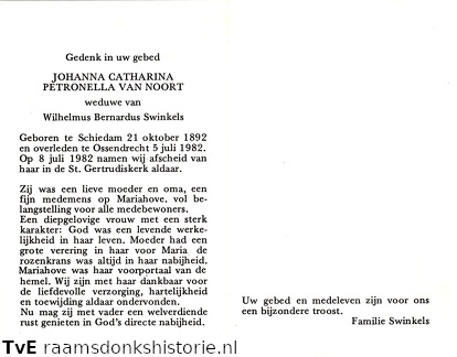 Johanna Catharina Petronella van Noort Wilhelmus Bernardus Swinkels