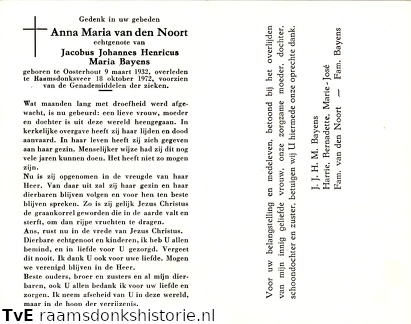 Anna Maria van den Noort- Jacobus Johannes Henrica Maria Bayens
