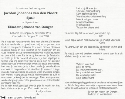 Jacobus Johannes van den Noort Elisabeth Johanna van Dongen