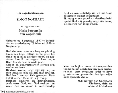Simon Norbart- Maria Petronella van Gageldonk